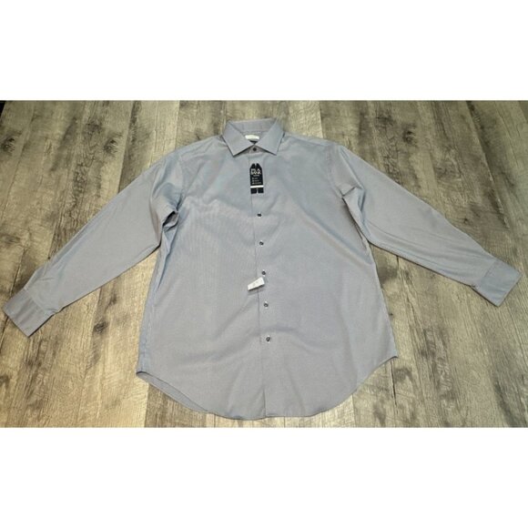 Jos A Bank Dress Shirt Mens 17 34/35 Traveler Collection Blue Check Stretch NEW - Picture 1 of 7